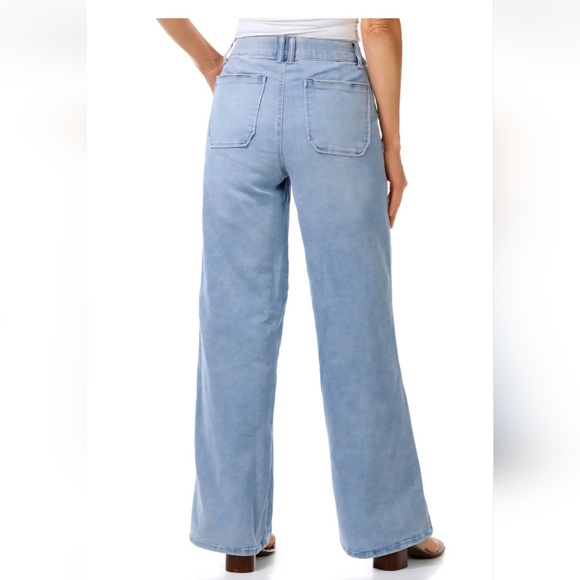 NEW Y2k Democracy Ab Solution Wide Leg Jeans Patch Pocket Stretch Medium Wash 14 - Picture 2 of 10